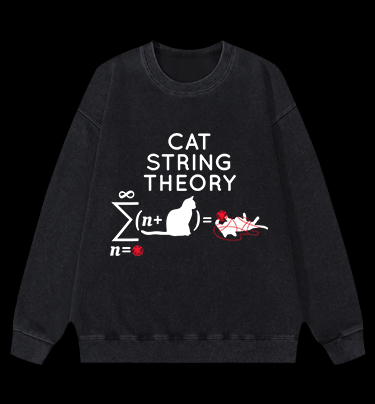 Cat String Theory Vintage Washed 100% Cotton Sweatshirt
