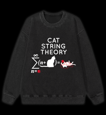 Cat String Theory Vintage Washed 100% Cotton Sweatshirt