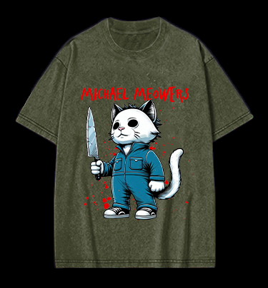Slasher Cat Vintage Washed 100% Cotton T-Shirt