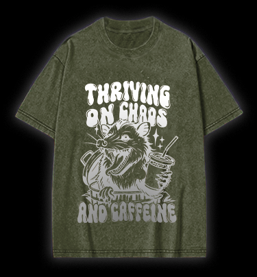 Caffeinated Mouse Life Vintage Washed 100% Cotton T-Shirt