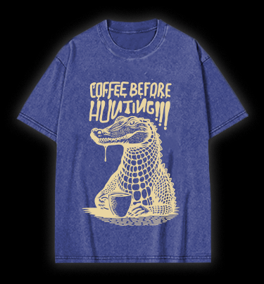 Crocodile's Coffee Time Vintage Washed 100% Cotton T-Shirt