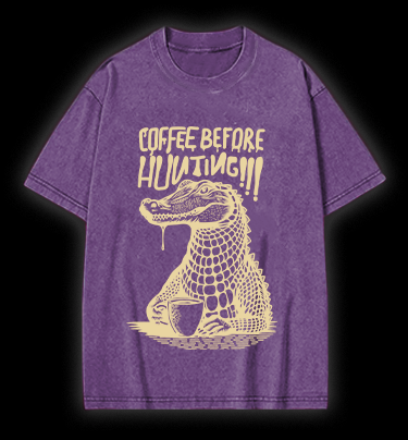 Crocodile's Coffee Time Vintage Washed 100% Cotton T-Shirt