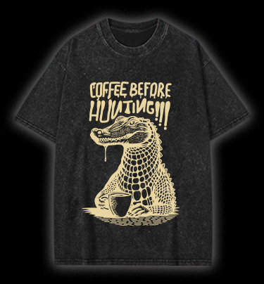Crocodile's Coffee Time Vintage Washed 100% Cotton T-Shirt