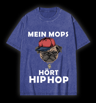 Hip Hop Dog Vintage Washed 100% Cotton T-Shirt