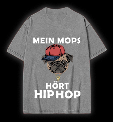 Hip Hop Dog Vintage Washed 100% Cotton T-Shirt
