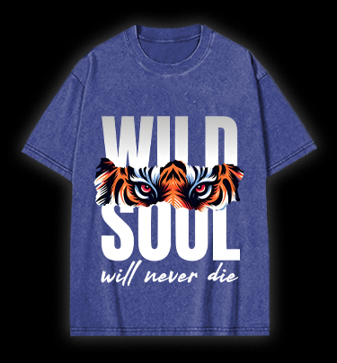 Wild Tiger Eyes Vintage Washed 100% Cotton T-Shirt