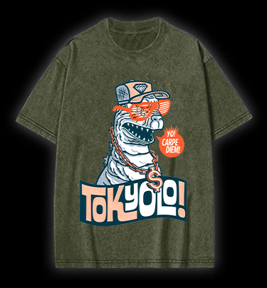 Trendy Godzilla Vintage Washed 100% Cotton T-Shirt