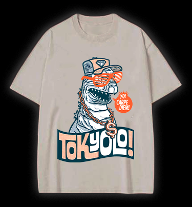 Trendy Godzilla Vintage Washed 100% Cotton T-Shirt
