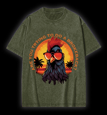 Rooster's Brokeback Vibe Vintage Washed 100% Cotton T-Shirt