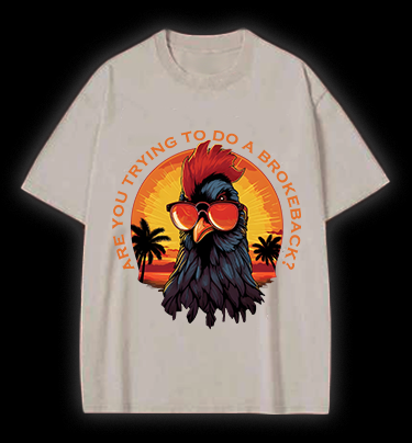 Rooster's Brokeback Vibe Vintage Washed 100% Cotton T-Shirt