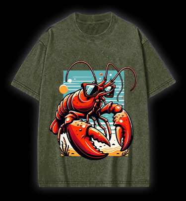 Lobster's Beach Swag Vintage Washed 100% Cotton T-Shirt