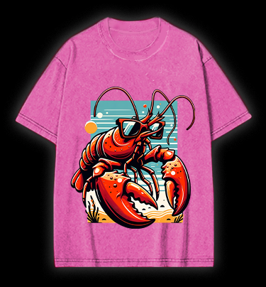 Lobster's Beach Swag Vintage Washed 100% Cotton T-Shirt