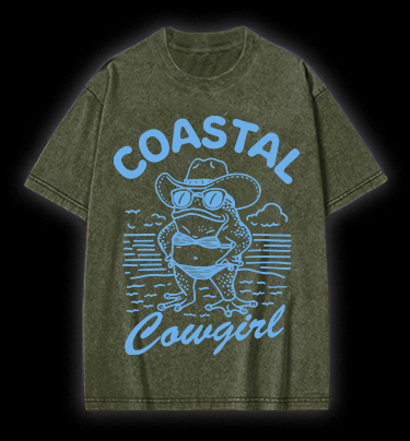 Frog Cowgirl Toad Vintage Washed 100% Cotton T-Shirt