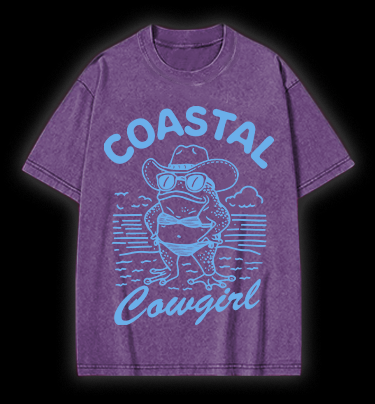 Frog Cowgirl Toad Vintage Washed 100% Cotton T-Shirt