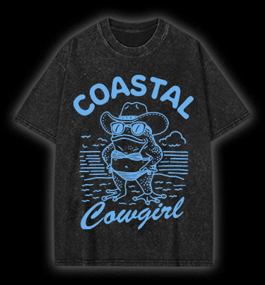 Frog Cowgirl Toad Vintage Washed 100% Cotton T-Shirt