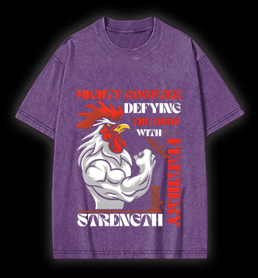 Mighty Rooster Power Vintage Washed 100% Cotton T-Shirt