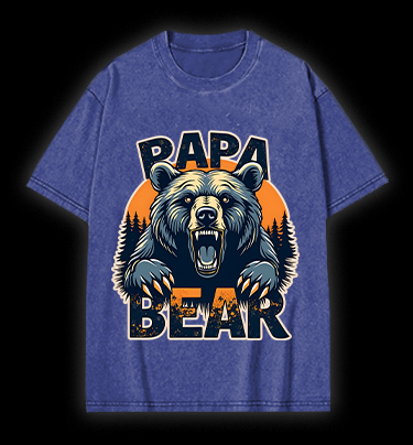 Wild Bear Papa Vintage Washed 100% Cotton T-Shirt