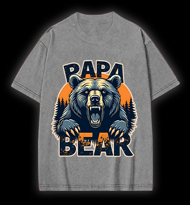 Wild Bear Papa Vintage Washed 100% Cotton T-Shirt