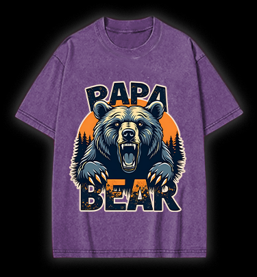 Wild Bear Papa Vintage Washed 100% Cotton T-Shirt