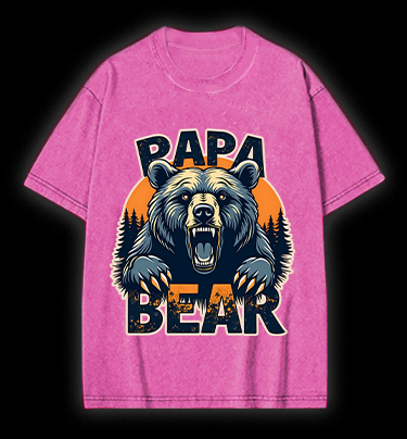 Wild Bear Papa Vintage Washed 100% Cotton T-Shirt