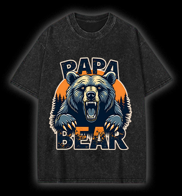 Wild Bear Papa Vintage Washed 100% Cotton T-Shirt