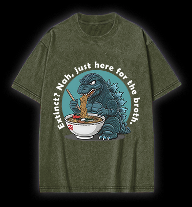 Godzilla's Ramen Time Vintage Washed 100% Cotton T-Shirt