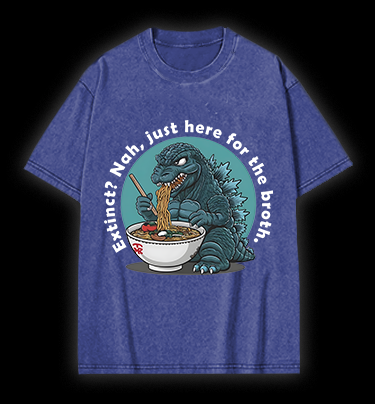Godzilla's Ramen Time Vintage Washed 100% Cotton T-Shirt