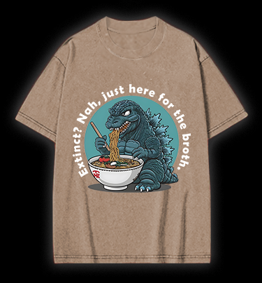 Godzilla's Ramen Time Vintage Washed 100% Cotton T-Shirt