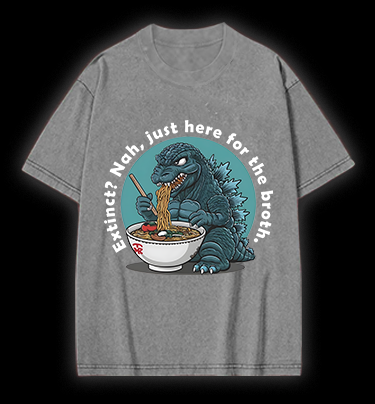 Godzilla's Ramen Time Vintage Washed 100% Cotton T-Shirt
