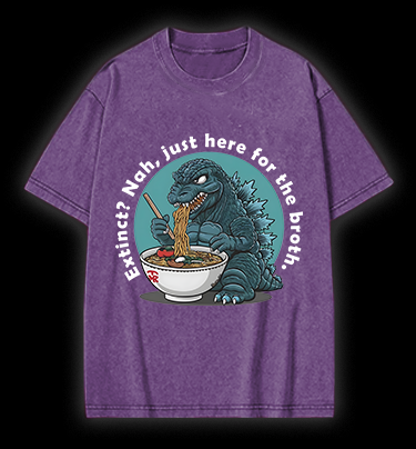 Godzilla's Ramen Time Vintage Washed 100% Cotton T-Shirt