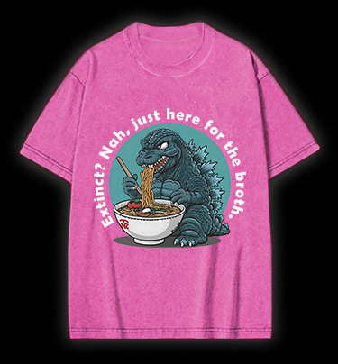 Godzilla's Ramen Time Vintage Washed 100% Cotton T-Shirt