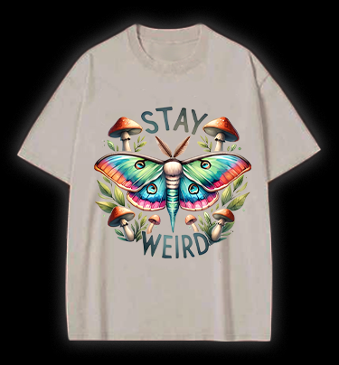 Colorful Moth Magic Vintage Washed 100% Cotton T-Shirt