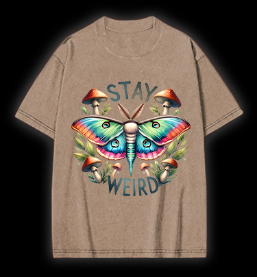 Colorful Moth Magic Vintage Washed 100% Cotton T-Shirt