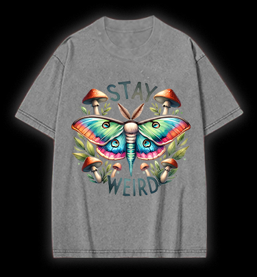 Colorful Moth Magic Vintage Washed 100% Cotton T-Shirt