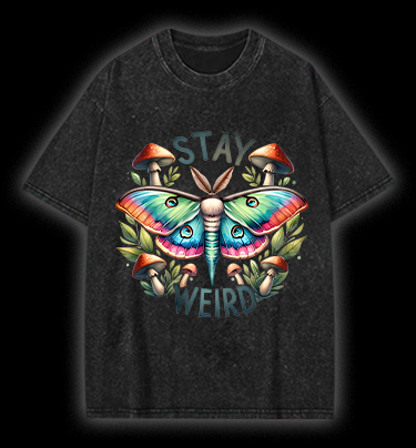 Colorful Moth Magic Vintage Washed 100% Cotton T-Shirt