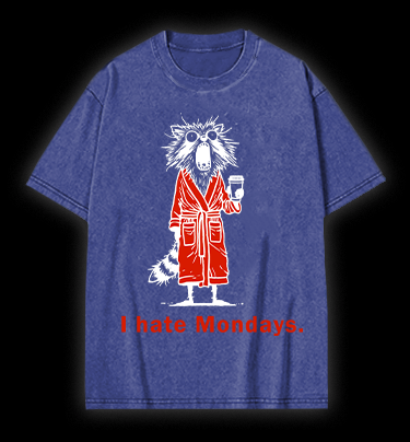 Raccoon Hates Monday Vintage Washed 100% Cotton T-Shirt