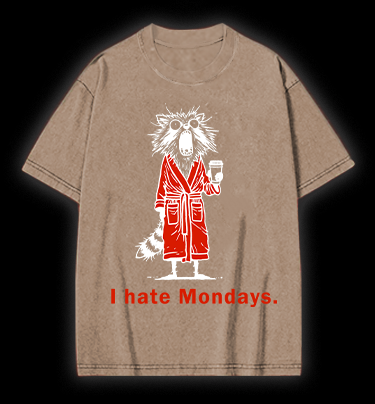 Raccoon Hates Monday Vintage Washed 100% Cotton T-Shirt