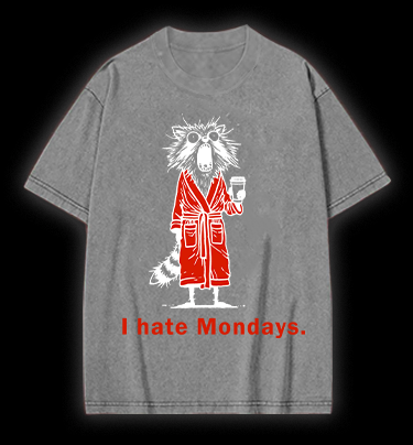 Raccoon Hates Monday Vintage Washed 100% Cotton T-Shirt
