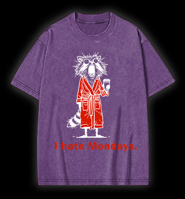 Raccoon Hates Monday Vintage Washed 100% Cotton T-Shirt