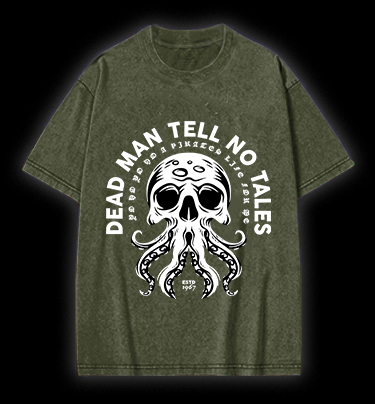 Skull - Octopus Mix Vintage Washed 100% Cotton T-Shirt