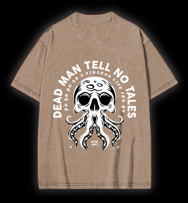 Skull - Octopus Mix Vintage Washed 100% Cotton T-Shirt