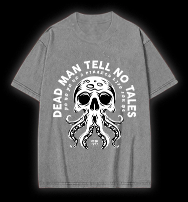 Skull - Octopus Mix Vintage Washed 100% Cotton T-Shirt