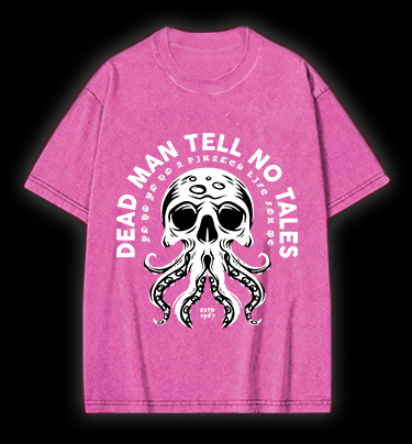 Skull - Octopus Mix Vintage Washed 100% Cotton T-Shirt