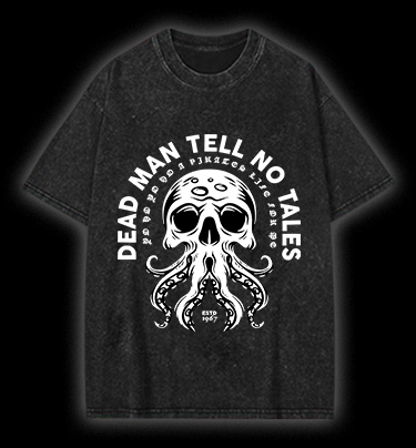 Skull - Octopus Mix Vintage Washed 100% Cotton T-Shirt