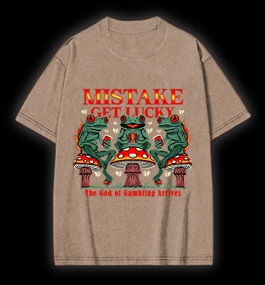 Lucky Frog Gamble Vintage Washed 100% Cotton T-Shirt