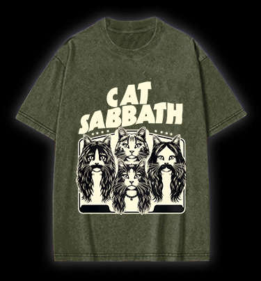 Cat Sabbath Rockers Vintage Washed 100% Cotton T-Shirt