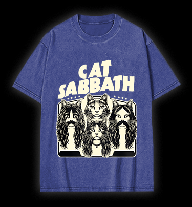 Cat Sabbath Rockers Vintage Washed 100% Cotton T-Shirt