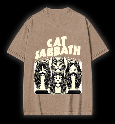 Cat Sabbath Rockers Vintage Washed 100% Cotton T-Shirt