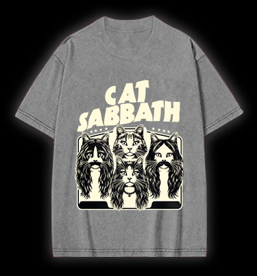 Cat Sabbath Rockers Vintage Washed 100% Cotton T-Shirt