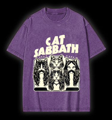Cat Sabbath Rockers Vintage Washed 100% Cotton T-Shirt